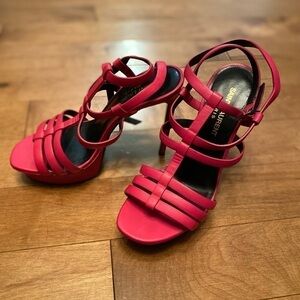 Yves Saint Laurent Bianca Platform Heels Sandals in Bright Pink Fuchsia • EU 37
